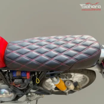 Royal Enfield Continental GT 535 Cafe Racer Looks Complete Seat Assembly Black With Red Diamonds Stitching