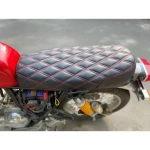 Royal Enfield Continental GT 535 Cafe Racer Looks Complete Seat Assembly Black With Red Diamonds Stitching