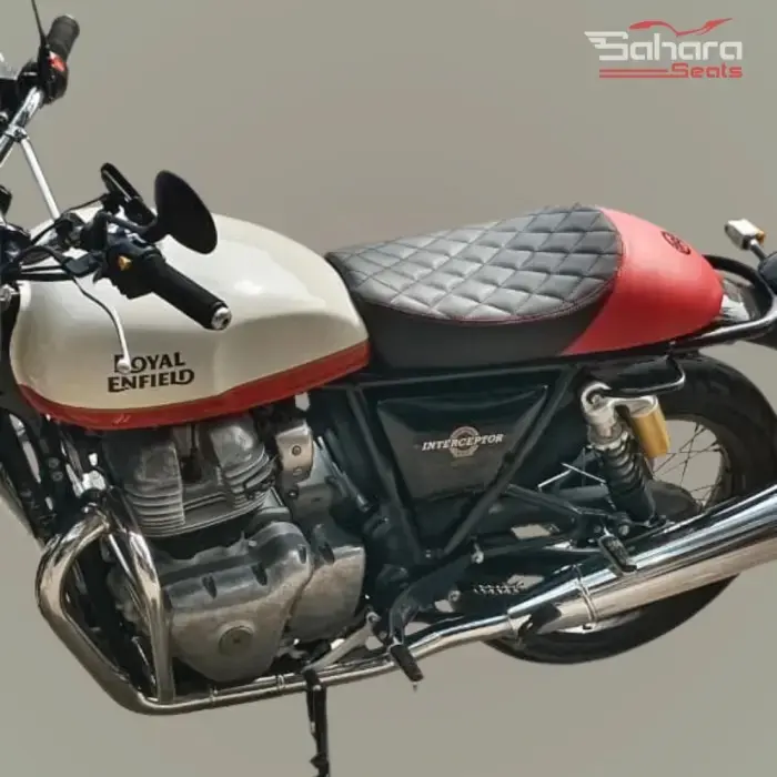 Royal Enfield Interceptor 650 Custom Diamond Quilted Seat – Black & Red Premium Finish