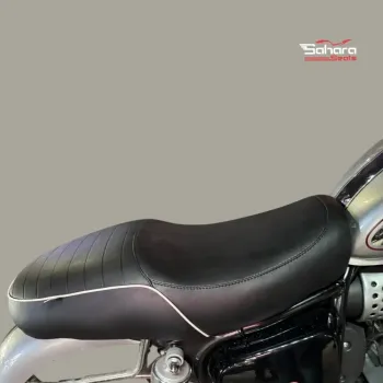BSA Gold Star Heat Pressed Ribbed Seat | Premium Black Retro Saddle with White Piping