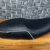 BSA Gold Star Heat Pressed Ribbed Seat | Premium Black Retro Saddle with White Piping