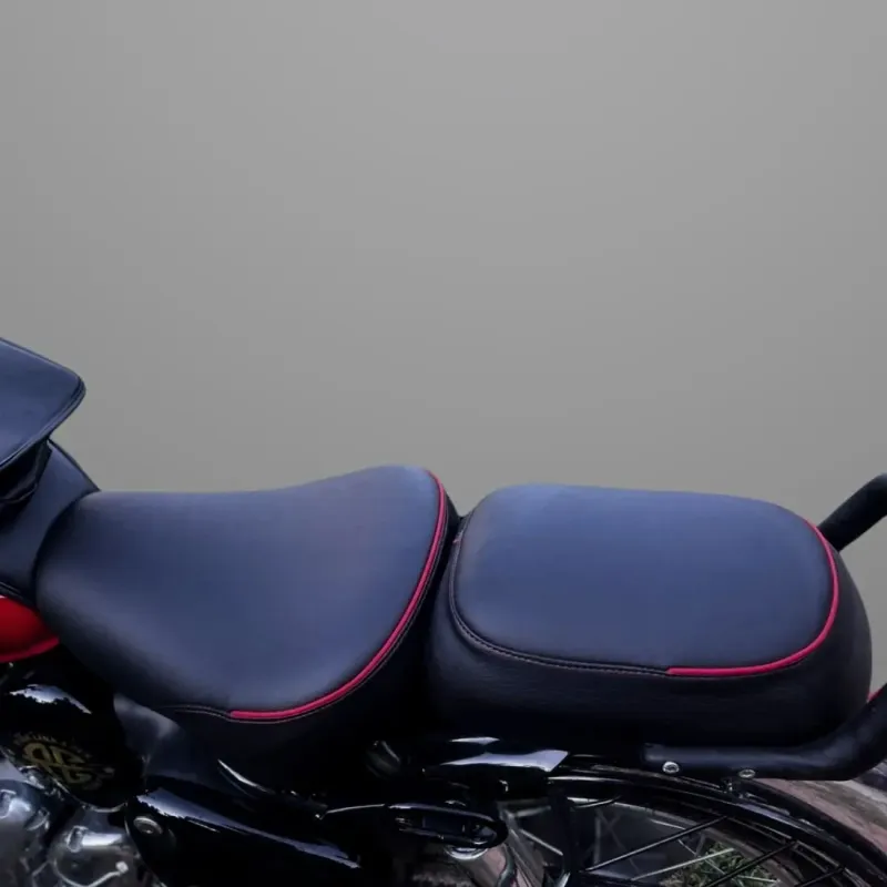 All New Classic 350/ Be Reborn Classic/Chrome Cushion Seat Cover (Red Piping )