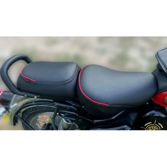 All New Classic 350/ Be Reborn Classic/Chrome Cushion Seat Cover (Red Piping )